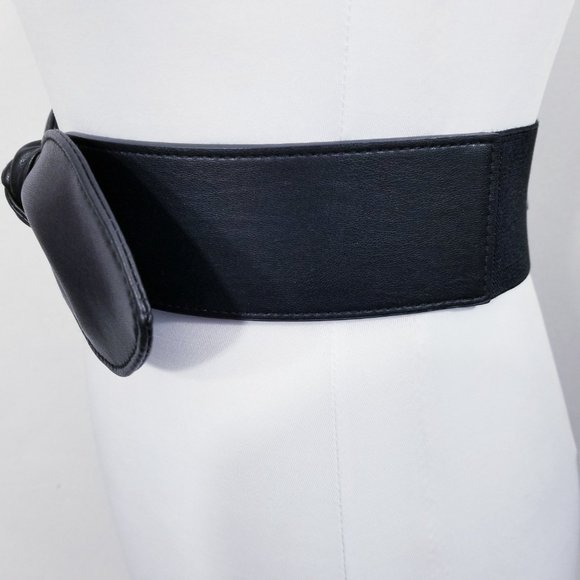 INC Vegan Black Bow Wide Stretch Belt - NWT - Picture 5 of 8